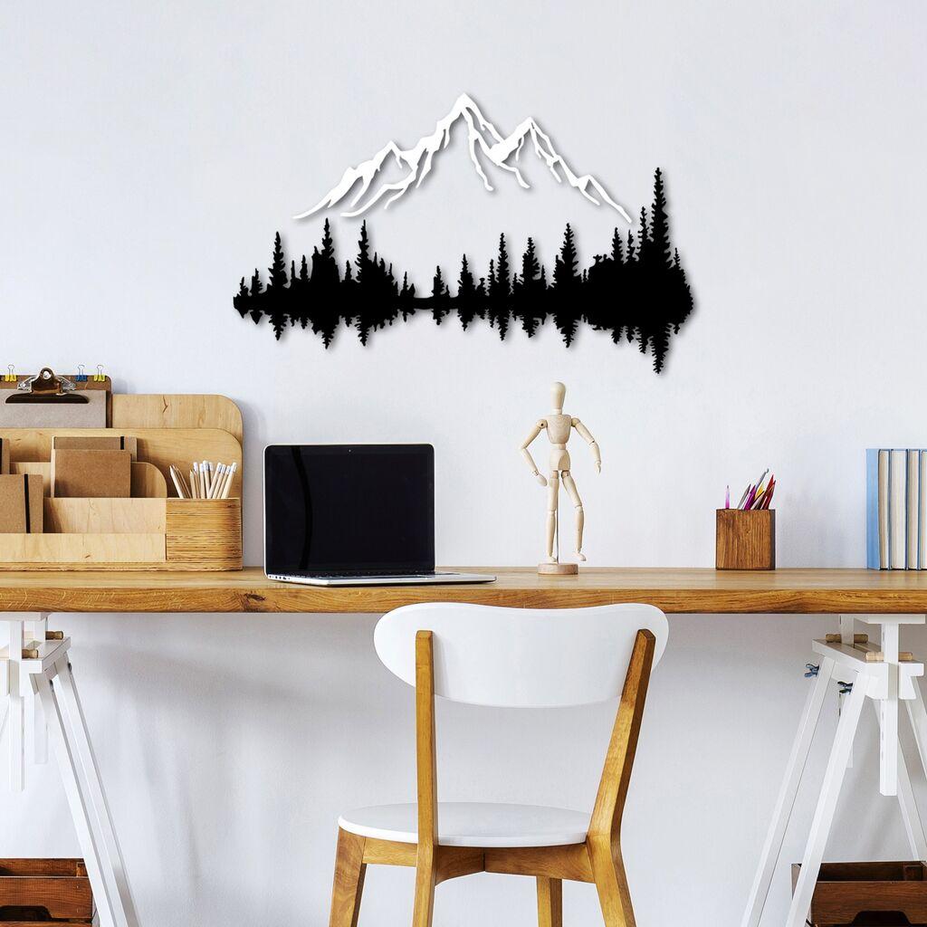 Wallity Zidna dekoracija Priroda i planina - 8, 70 x 43 cm, Crna