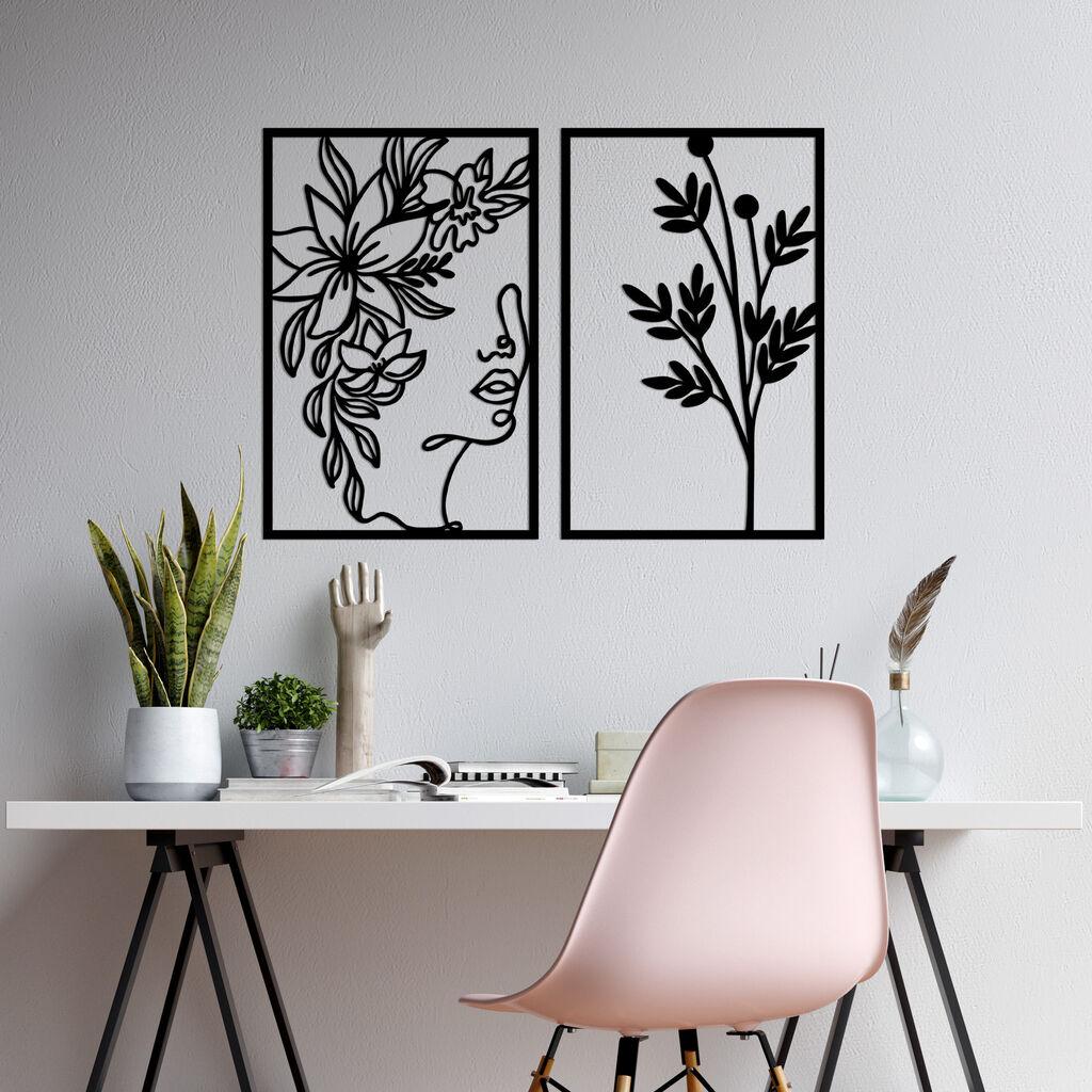 Wallity Zidna dekoracija Cvijeće Lice - 510, 47 x 70 cm, Crna