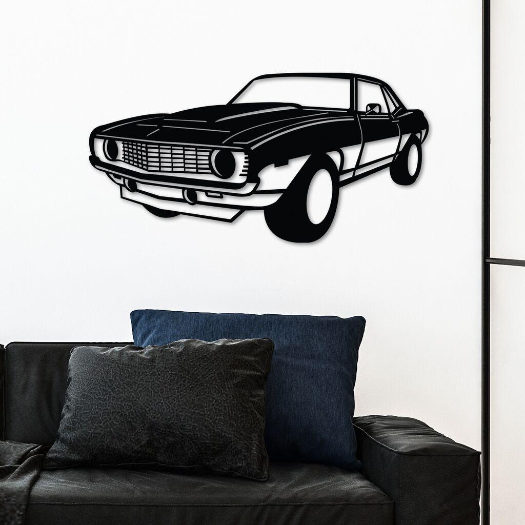 Wallity Zidna dekoracija Chevy Camaro Yenko, 60 x 30 cm, Crna