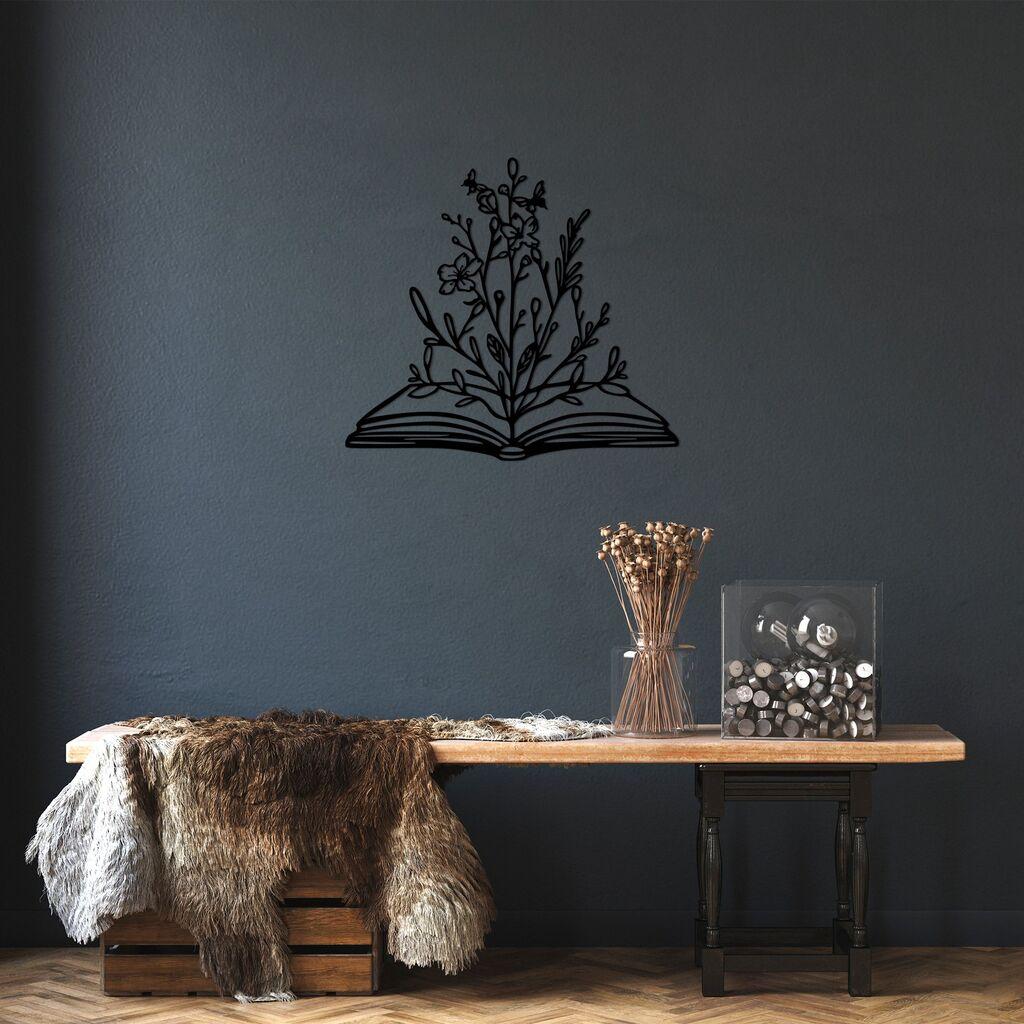 Wallity Zidna dekoracija Cvijet u knjizi, 64 x 70 cm, Crna