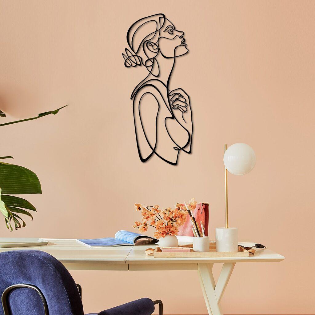 Wallity Zidna dekoracija Žena Silueta - APT596LS, 40 x 88 cm, Crna