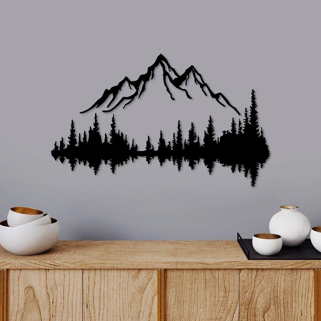 Wallity Zidna dekoracija Priroda i planina - 7, 70 x 43 cm, Crna