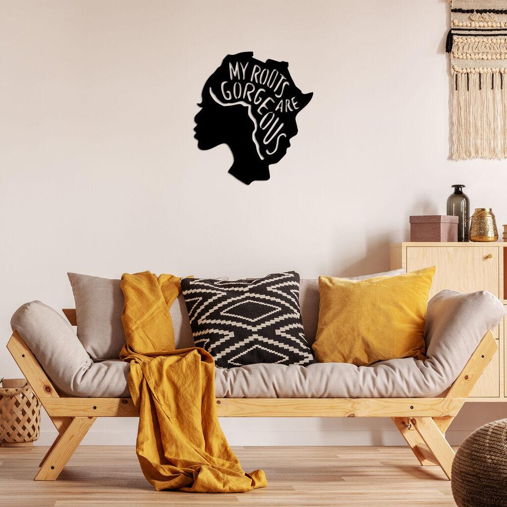 Wallity Zidna dekoracija Moji korijeni su prekrasni - 444, 62 x 70 cm, Crna