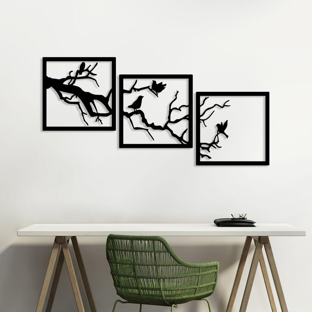Wallity Zidna dekoracija Bough Trio B, 45x45 cm, Crna