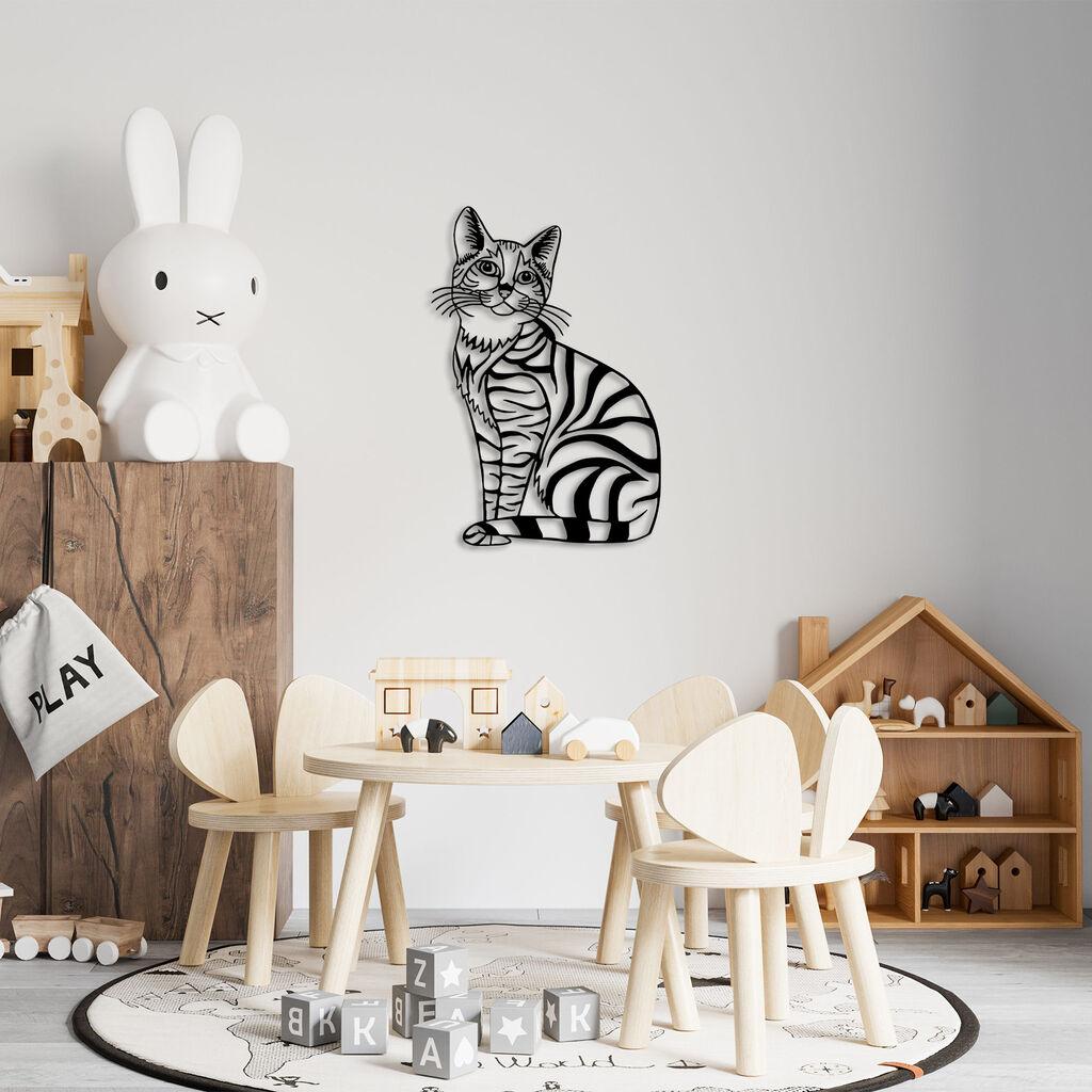 Wallity Zidna dekoracija Mačka - 310, 46 x 68 cm, Crna