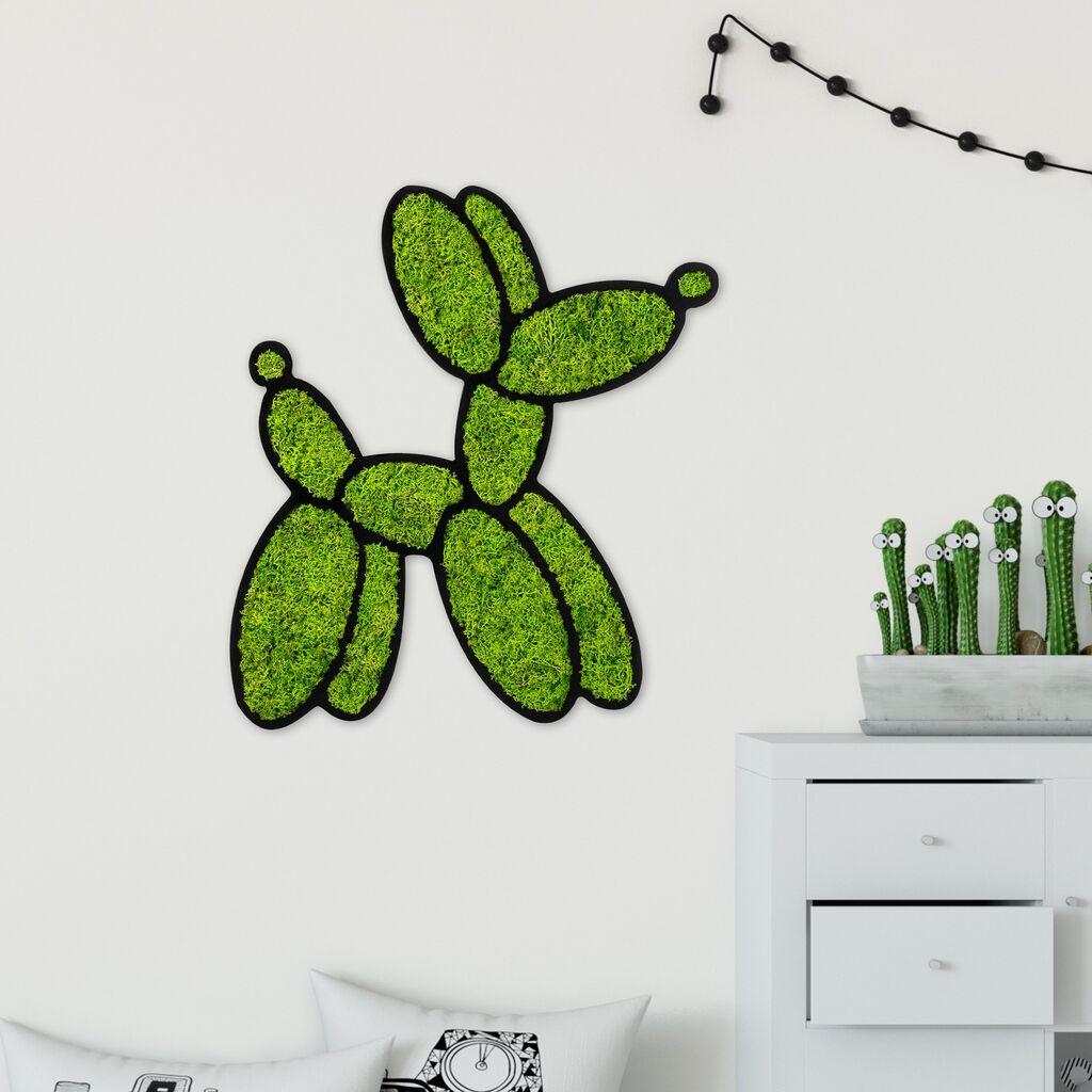 Wallity Zidna dekoracija Mahovina - Balon Pas, 43 x 44 cm, Zelena