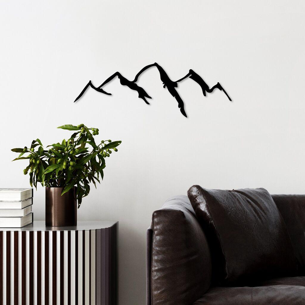 Wallity Zidna dekoracija Planina - v3, 66 x 23 cm, Crna