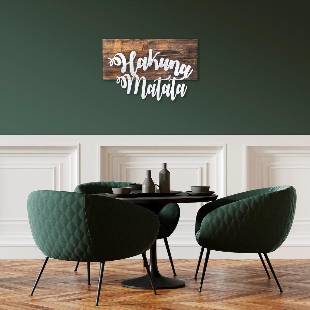 Wallity Zidna dekoracija Hakuna Matata Metal Decor, 38 x 58 cm,  Srebrne boje