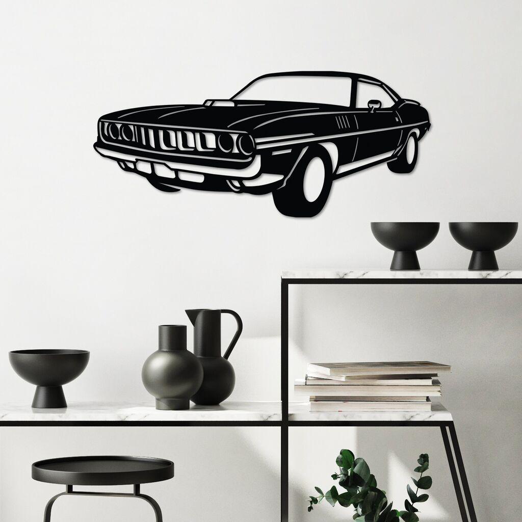 Wallity Zidna dekoracija Plymouth Barracuda 1971, 60 x 26 cm, Crna
