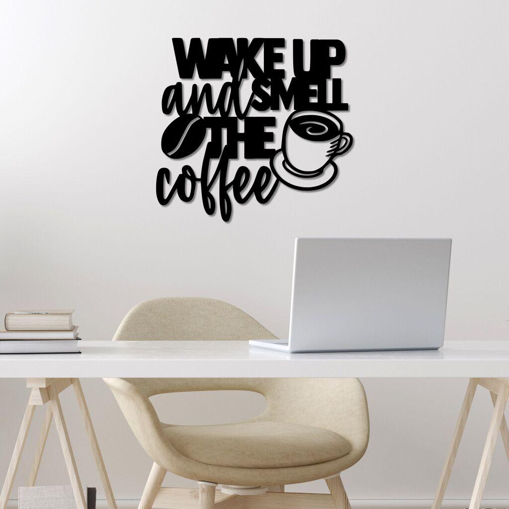 Wallity Zidna dekoracija Wake up Coffee, 52 x 48 cm, Crna