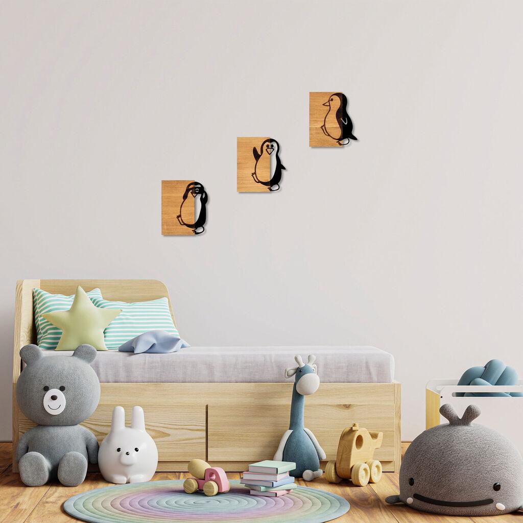 Wallity Zidna dekoracija Pingvini - 336, 22 x 3 x 25 cm, Crna