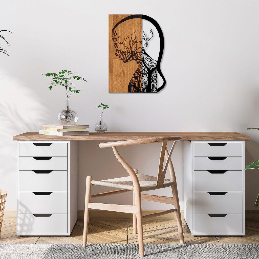 Wallity Zidna dekoracija Drvo Žena, 43 x 58 cm, Smeđa