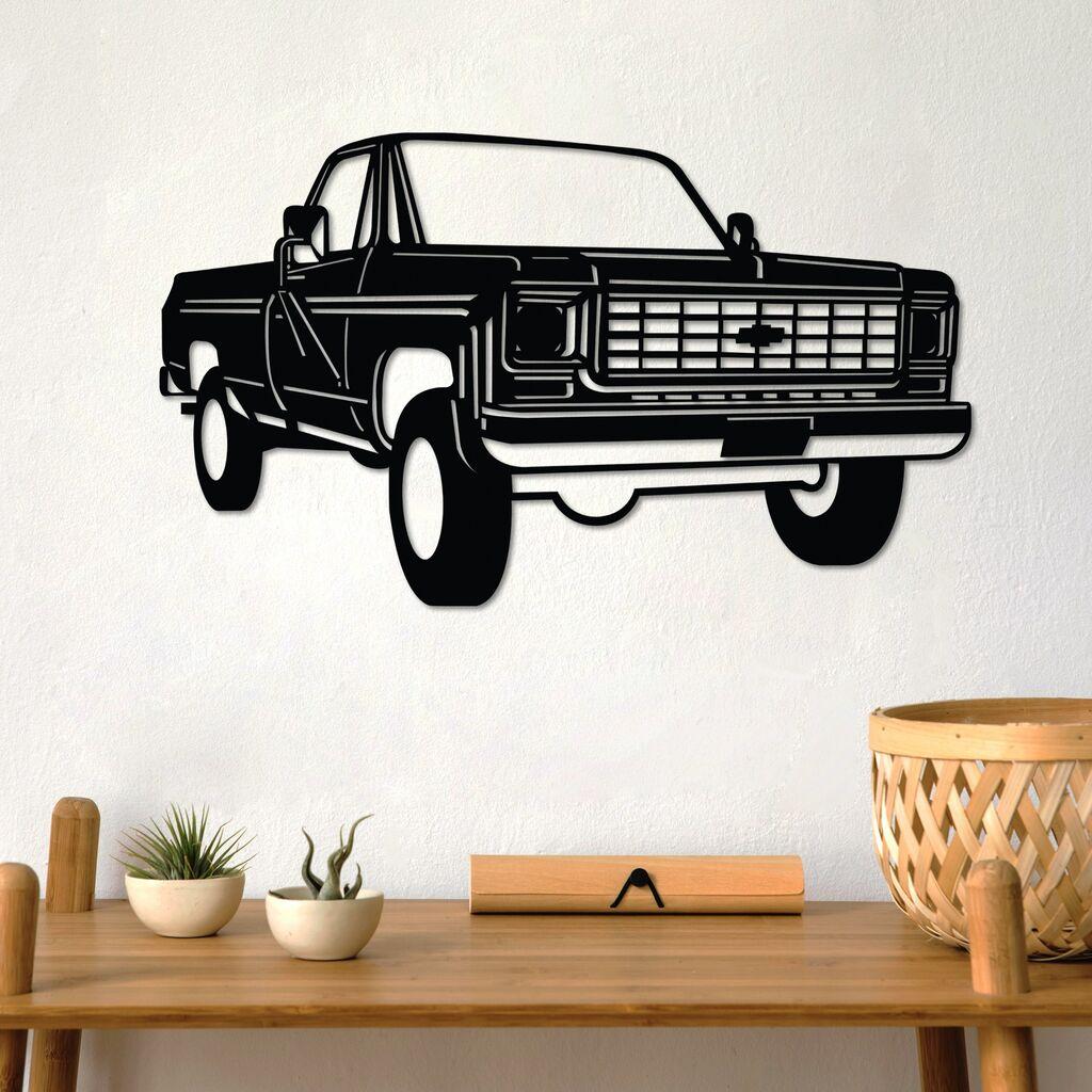 Wallity Zidna dekoracija Chevy K20 Pickup kamionet (1976), 60 x 35 cm, crna