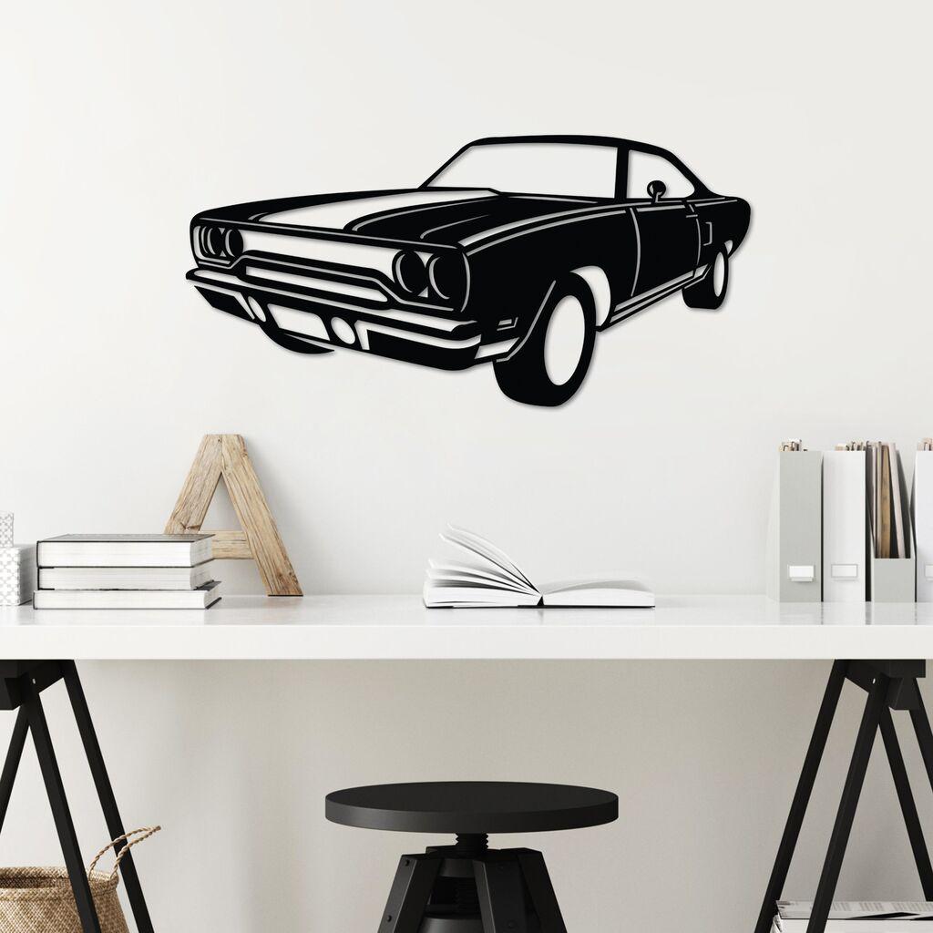 Wallity Zidna dekoracija Plymouth GTX, 60 x 30 cm, Crna