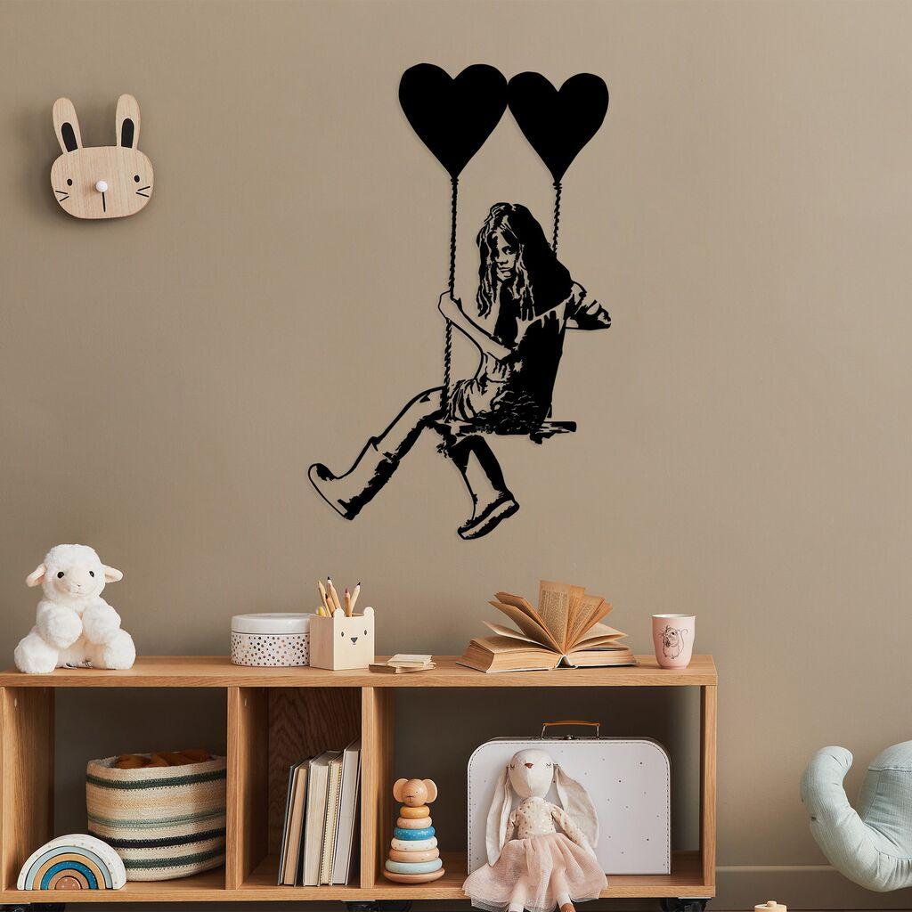 Zidna dekoracija Banksy Art, 50 x 79 cm, Crna