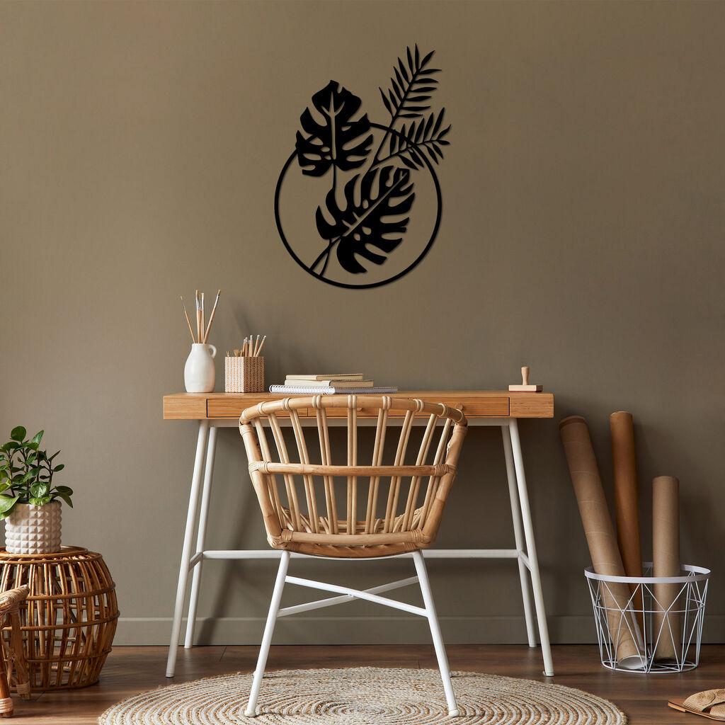 Wallity Zidna dekoracija Lišće, 48 x 67 cm, Crna