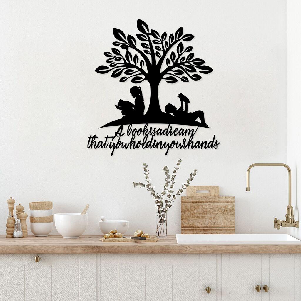 Wallity Zidna dekoracija Ljubav prema knjigama, 82 x 85 cm, Crna