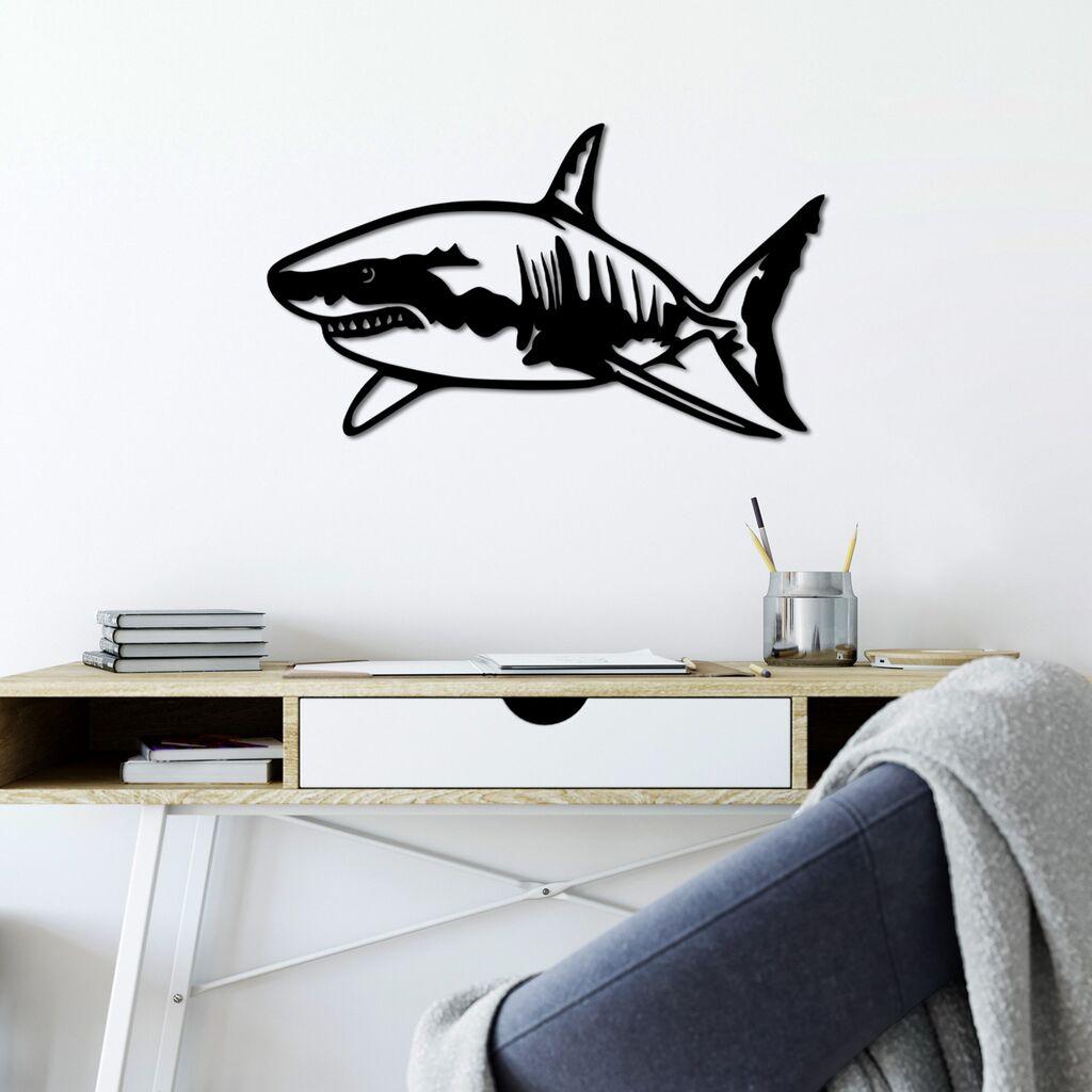 Wallity Zidna dekoracija Ajkula - M, 50 x 28 cm, Crna