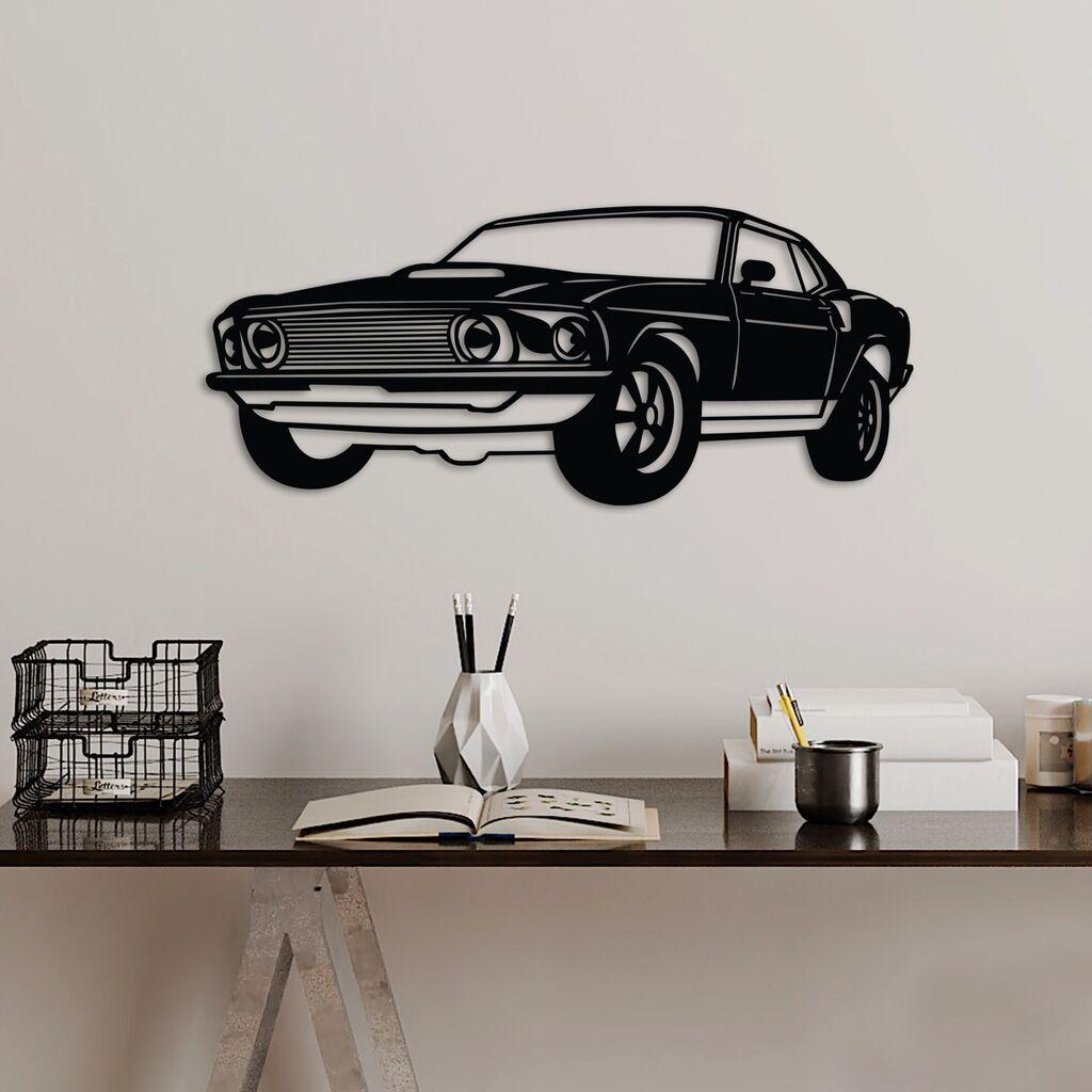 Wallity Zidna dekoracija FORD Mustang 1969 Fastback, 60 x 26 cm, Crna
