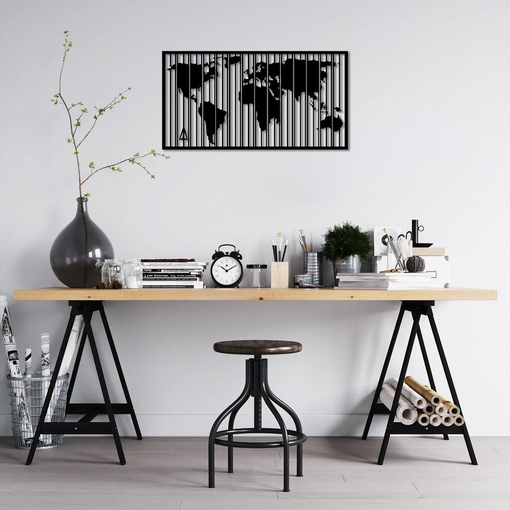 Wallity Zidna dekoracija Mapa svijeta - 283 M, 47 x 90 cm, Crna