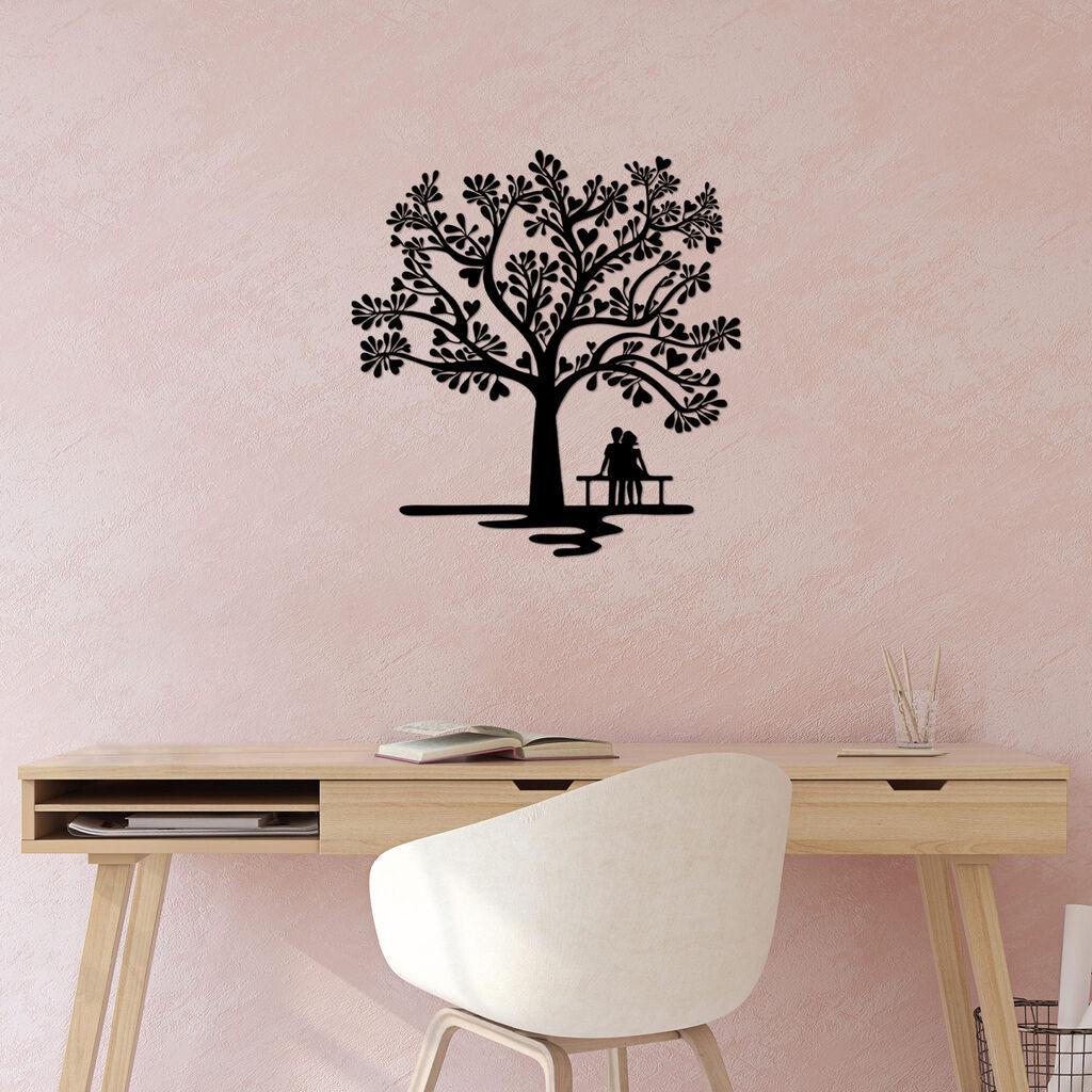 Wallity Zidna dekoracija Romansa ispod drveta - 501, 66 x 69 cm, Crna