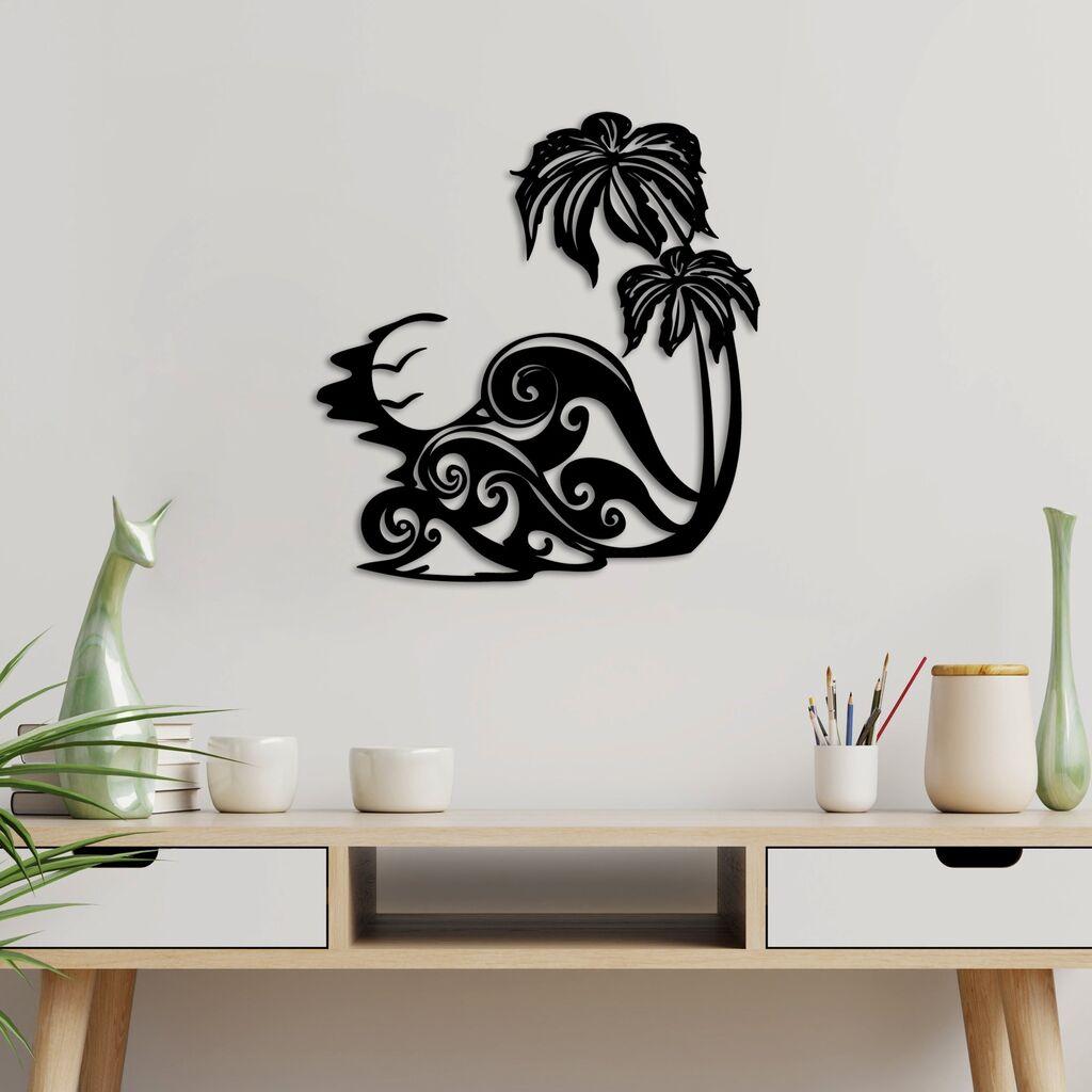 Wallity Zidna dekoracija Valovi 2, 53 x 57 cm, Crna