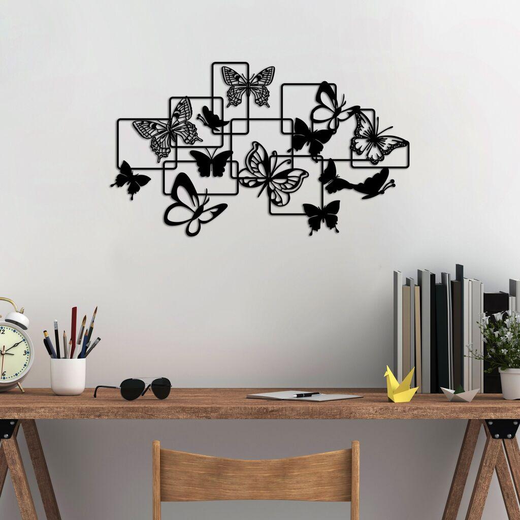 Wallity Zidna dekoracija Leptiri - L, 70 x 40 cm, Crna