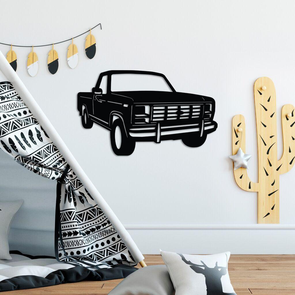 Wallity Zidna dekoracija Ford F150 Pickup kamionet 1980, 60 x 37 cm, crna