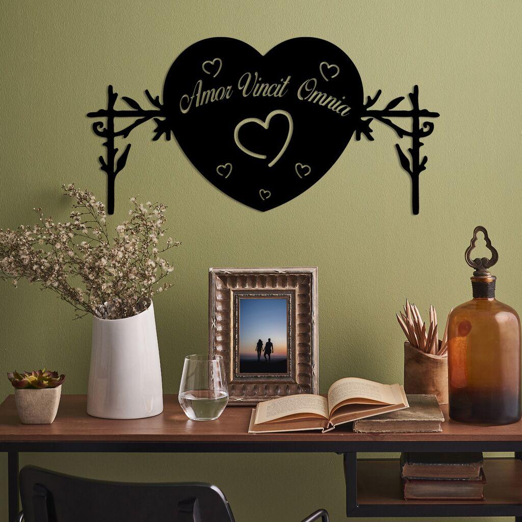 Wallity Zidna dekoracija Omnia Vincit Amor 2, 60 x 30 cm, Crna