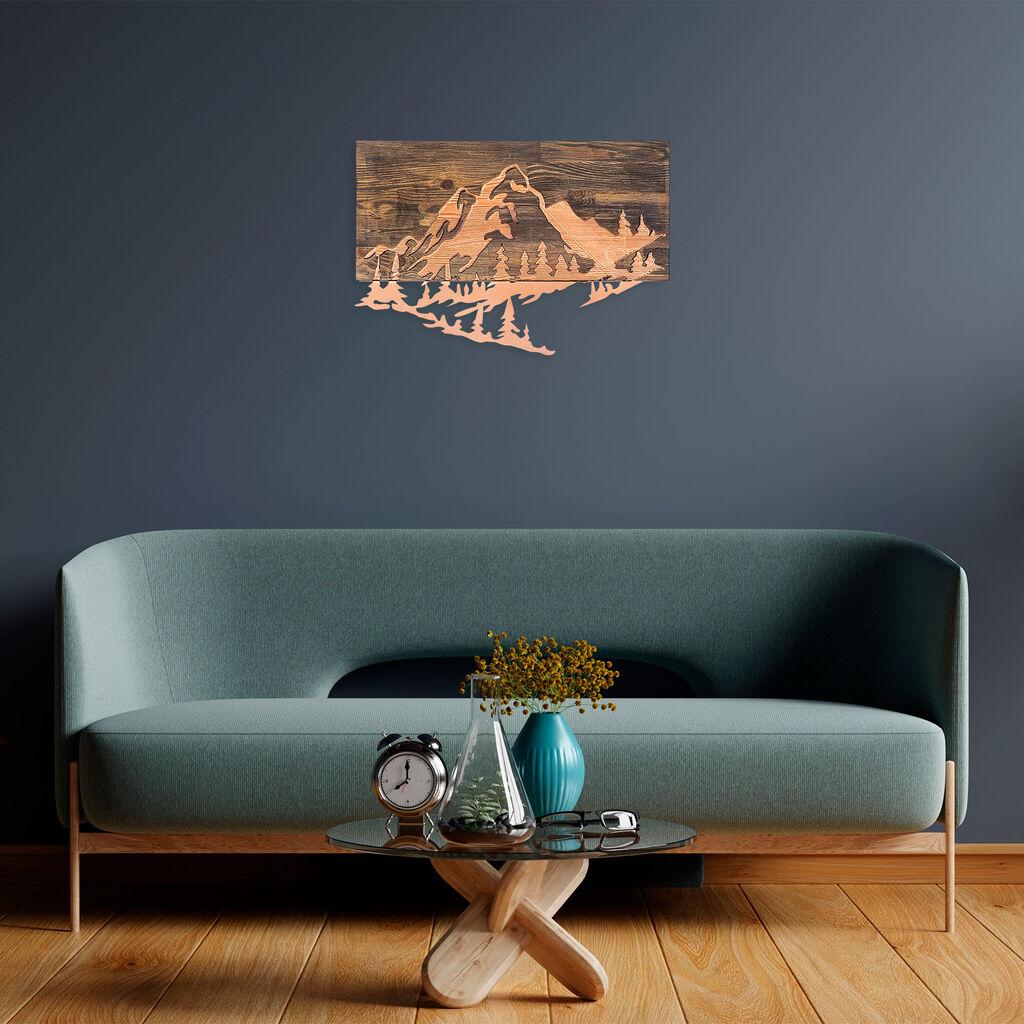 Wallity Zidna dekoracija Planina v2, 38 x 58 cm, Smeđa