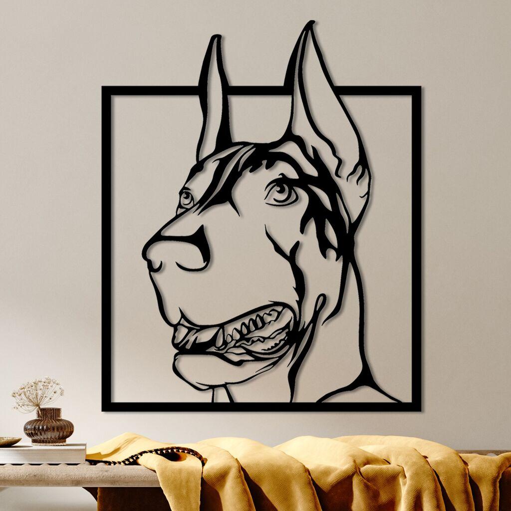 Wallity Zidna dekoracija Doberman, 44 x 54 cm, Crna