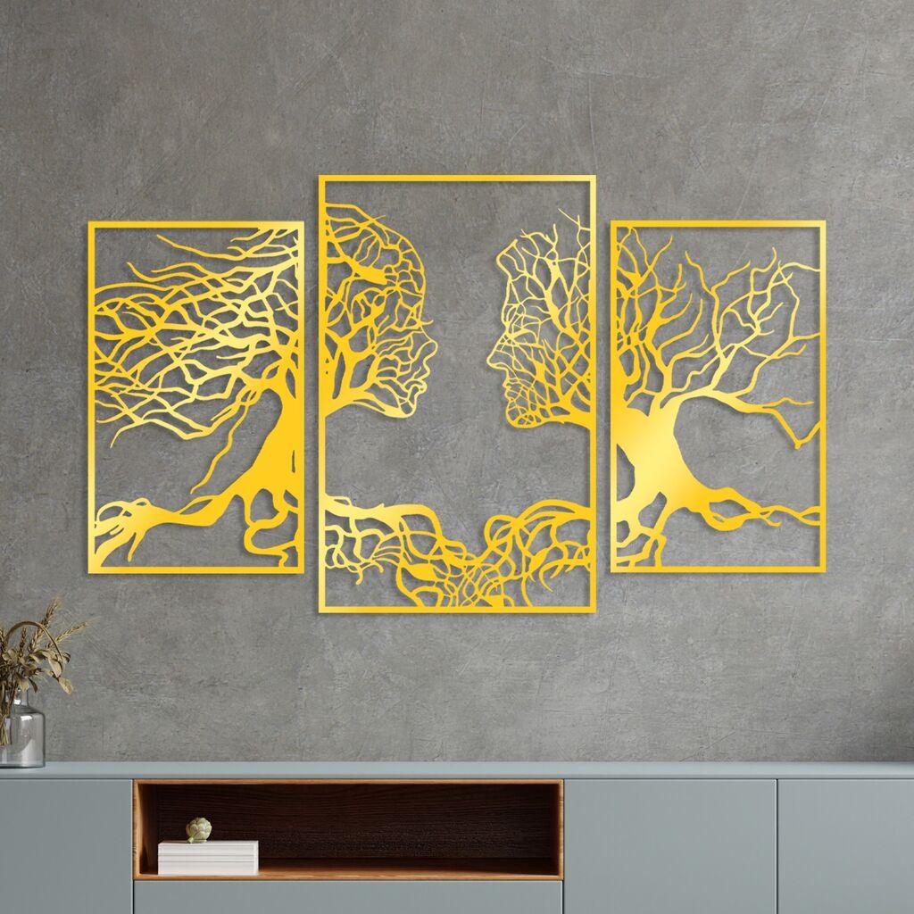 Wallity Zidna dekoracija Zlatni Trostruki Korijen Čovjeka 1, 116 x 71 cm, Zlatne boje