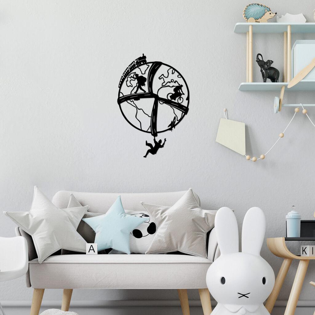 Wallity Zidna dekoracija Putovanje svijetom - 526, 46 x 66 cm, Crna