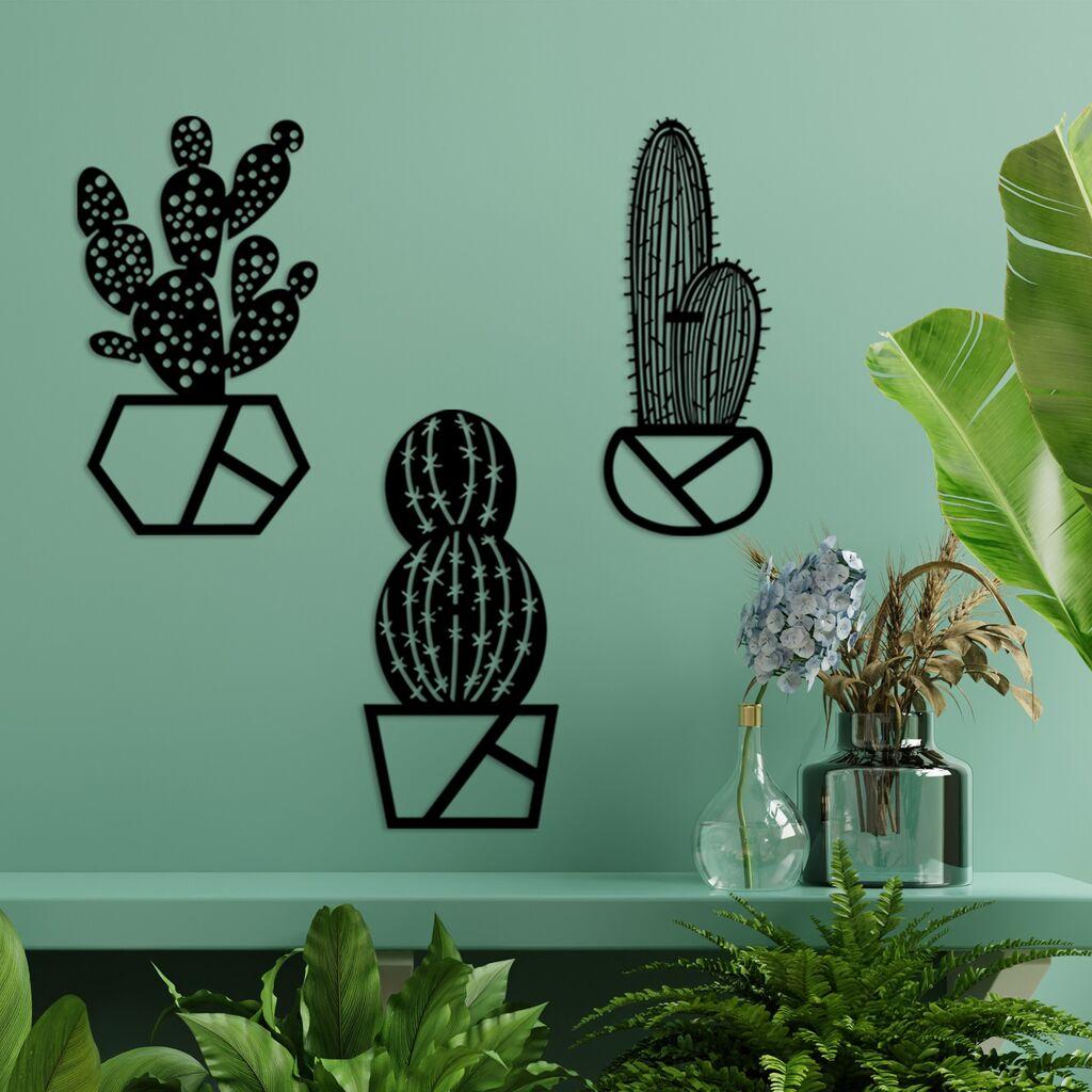Wallity Zidna dekoracija Kaktus-1, 25 x 45 cm, Crna