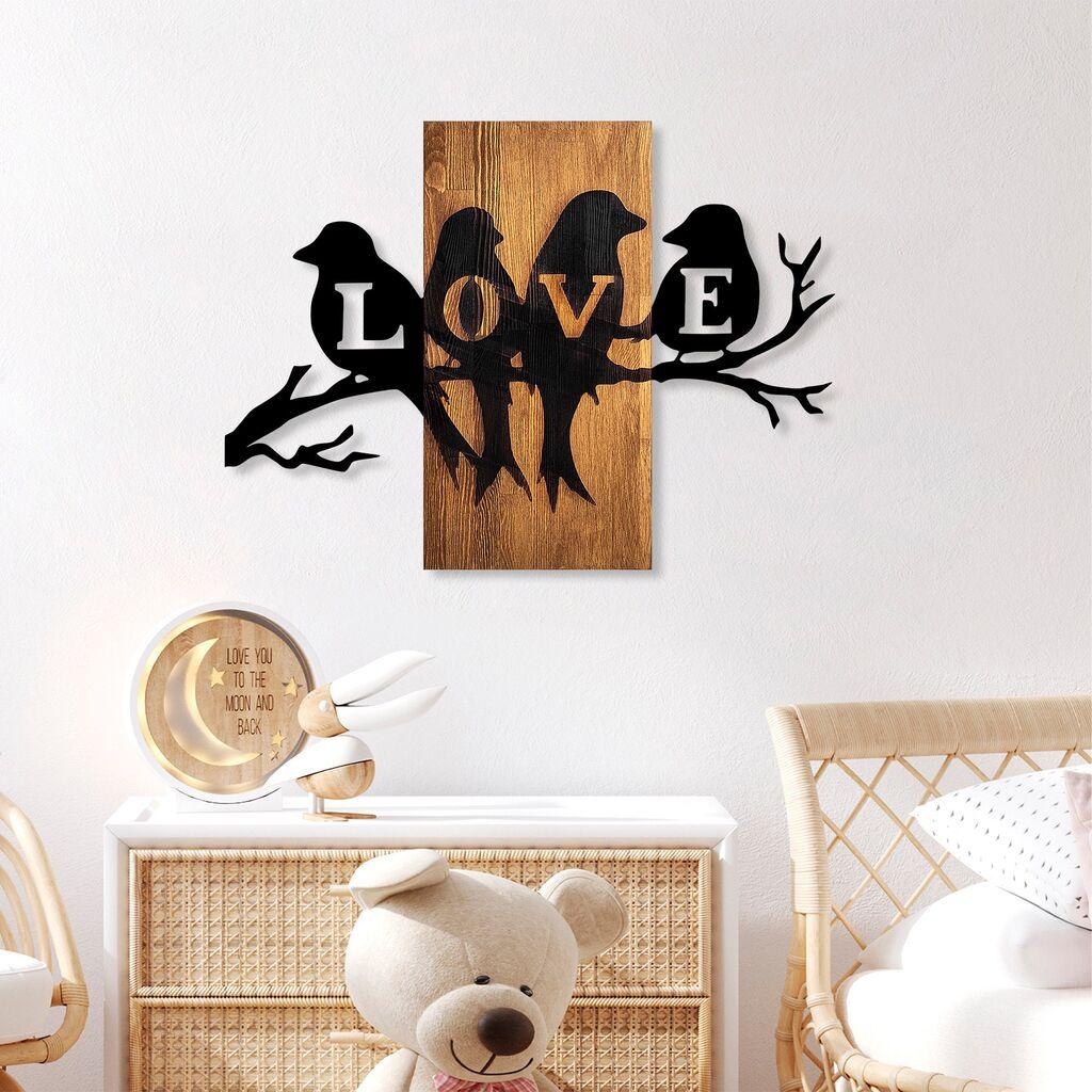 Wallity Zidna dekoracija Ptice ljubavi, 57 x 75 cm, Smeđa