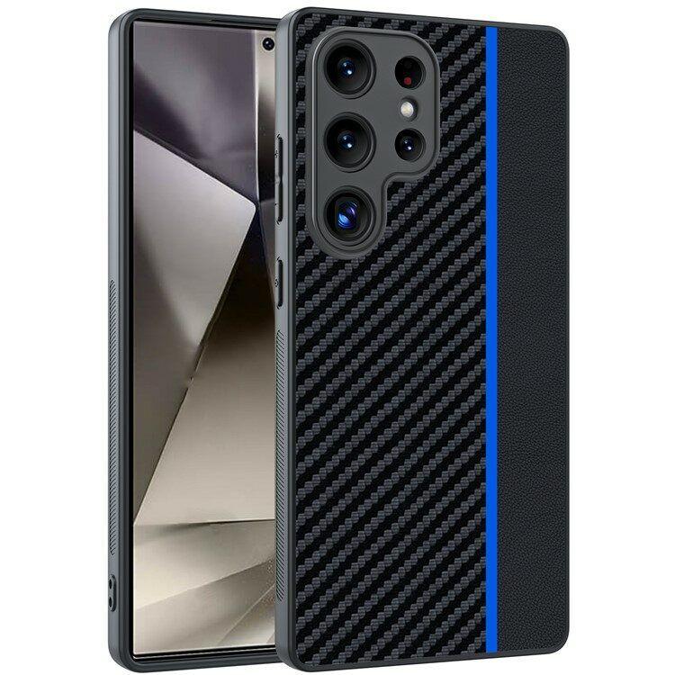 Maska za mobitel Samsung Galaxy S25 Carbon Fiber Texture Ultra, Crno-plava