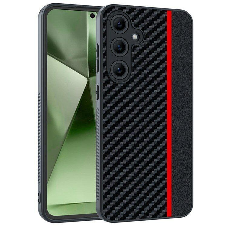Maska za mobitel Samsung Galaxy S25+ Carbon Fiber Texture, Crno-crvena