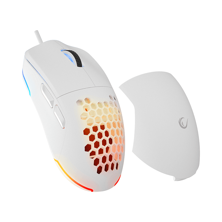 Rampage Gejming Miš Blink Bijeli, 7 Makro Tastera, RGB Osvetljenje, 12800 DPI, 40073