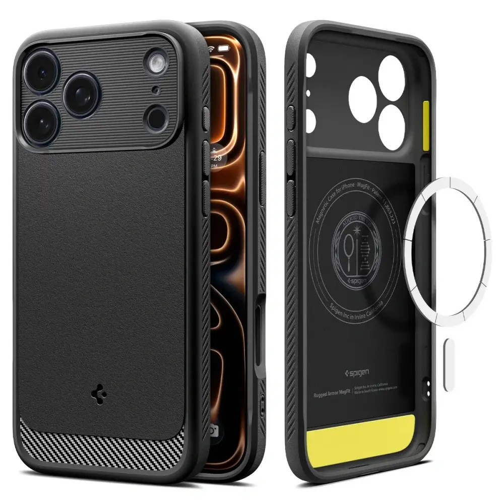 Spigen Maska za mobilni telefon Iphone 17 Pro Max Rugged Armor, MagSafe, Crna