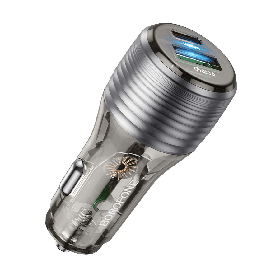 Borofone Auto Punjač Sa Kablom 1m, Type-C Na Type-C, Absolute PD30W+QC3.0, Crna