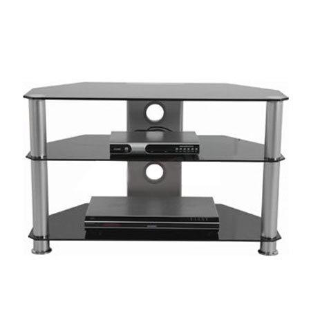 GNC Stalak Za TV AVS040-1200, Staklo, Crni/Srebrni, 1200x400x500 mm