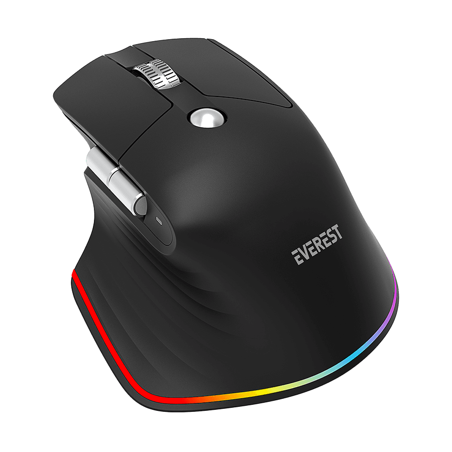 Everest Miš SMW-178 Handy 2u1 Bluetooth 2.4 GHz, Crni, Punjivi, 4000 DPI, Horizontalni/Vertikalni Točkić, Ergonomski, RGB, 41042