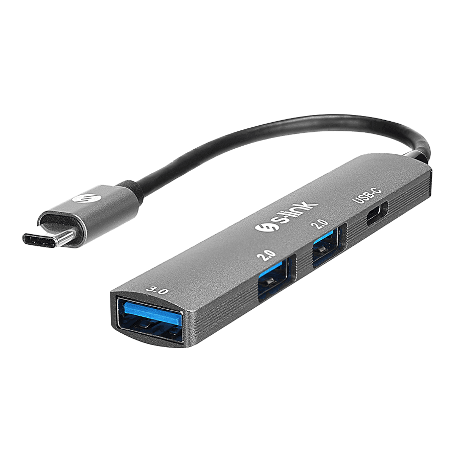 S-link USB Hub SWV-USBC023, 4 u 1, Siva Metal, Type-C Na 2 USB 2.0 i USB 3.0, PD Type-C Adapter, 39871