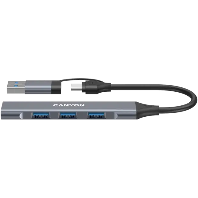 Canyon Hub Canyon DS-02 4in1 USB-A/C, Sivi