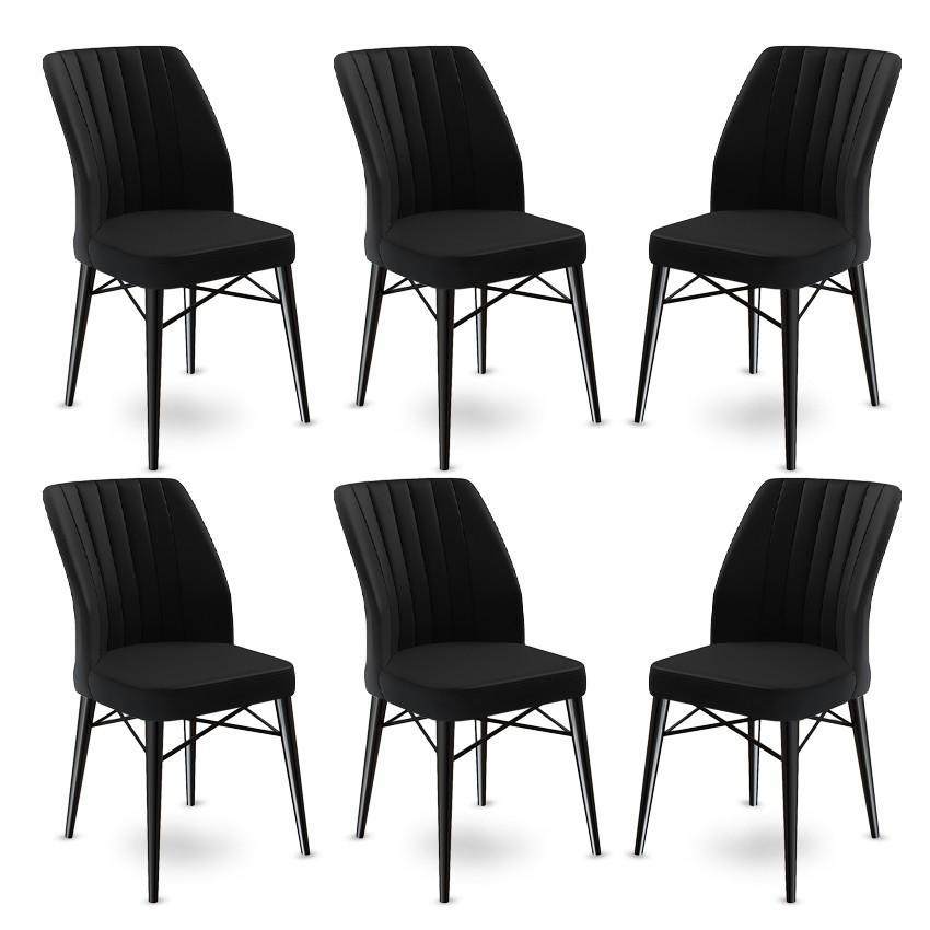 Hanah Home Set od 6 trpezarijskih stolica Flex crne boje