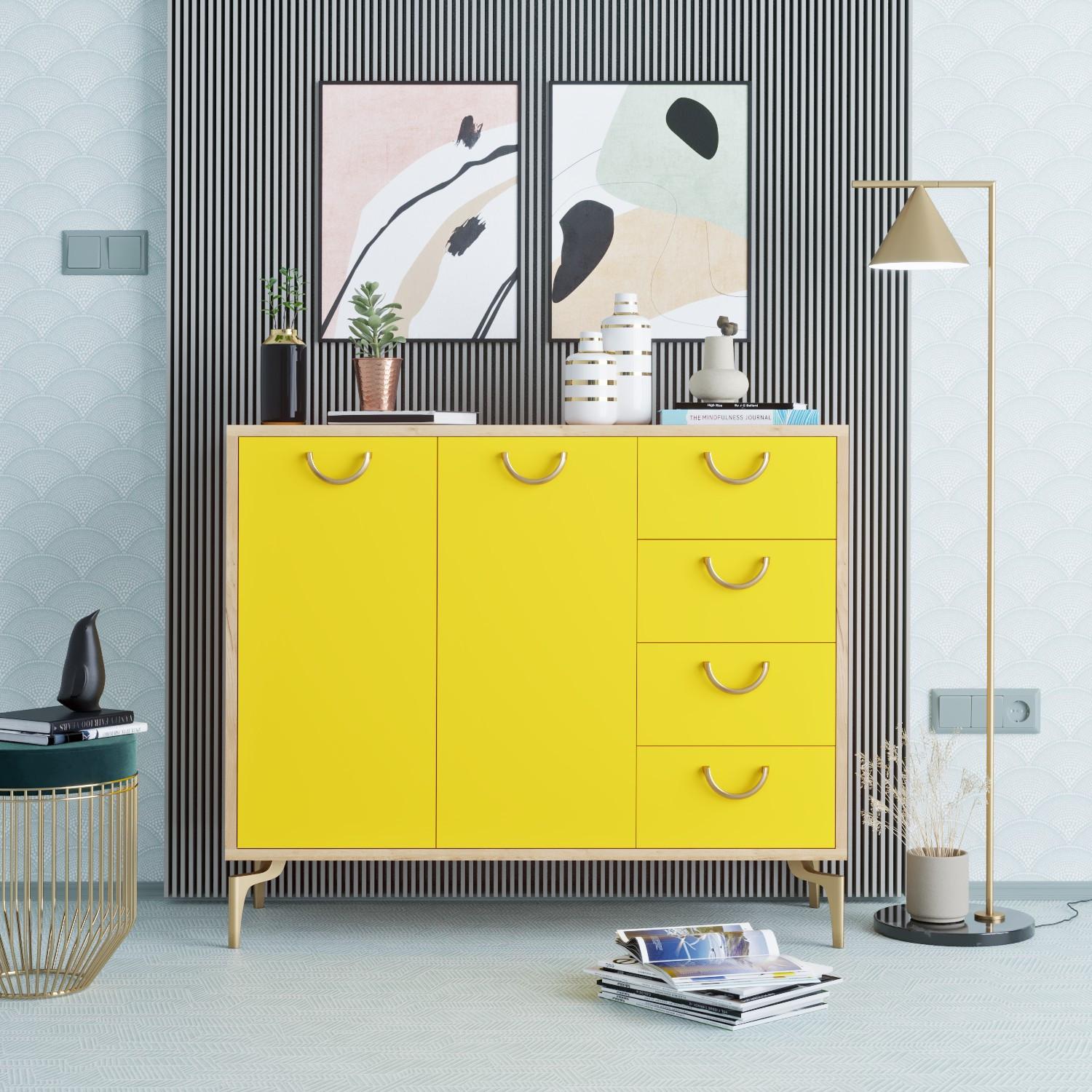 Hanah home Stalak za cipele 100x82x35cm Hrast-žuti