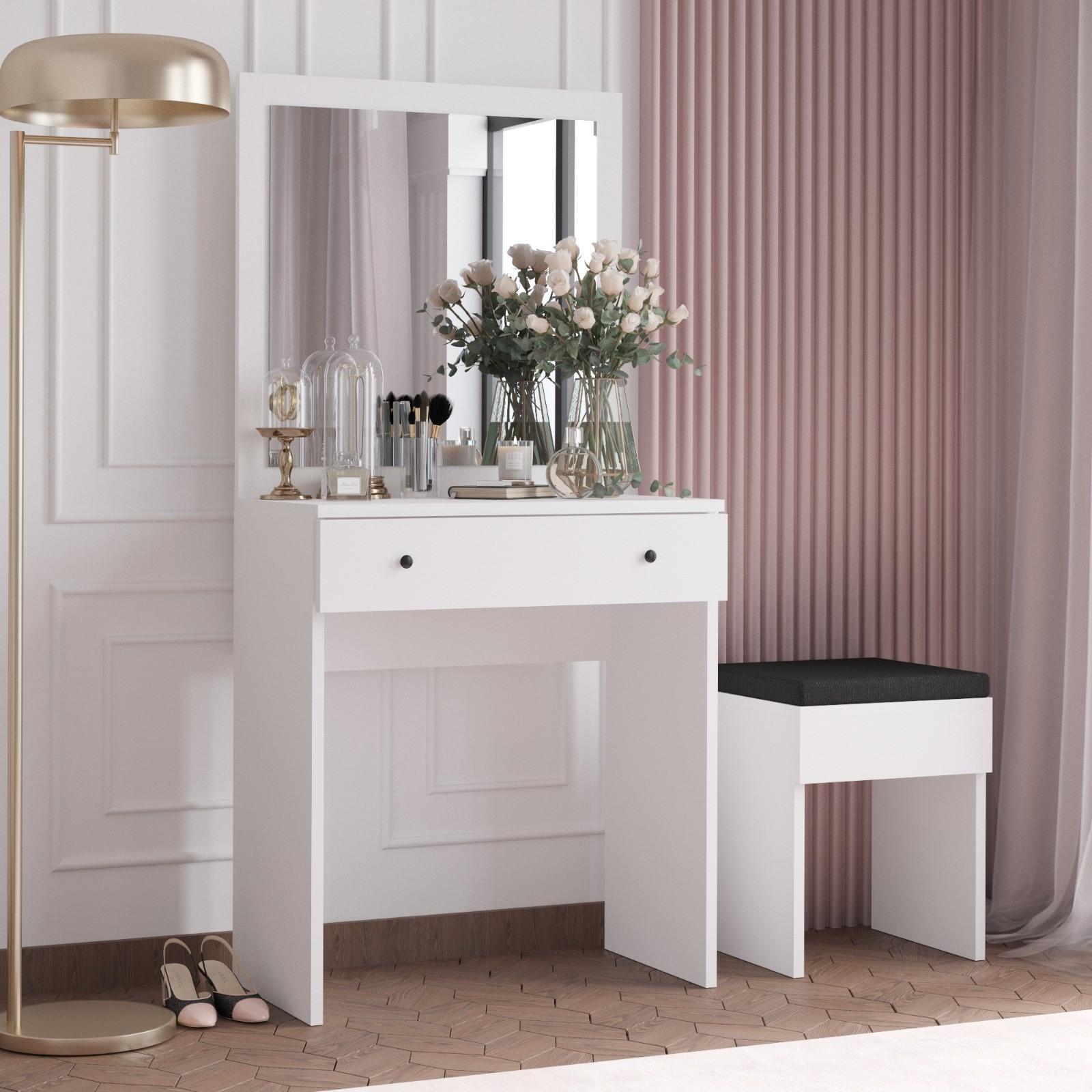 Hanah Home Stol za šminkanje 65x139x35cm Bijeli