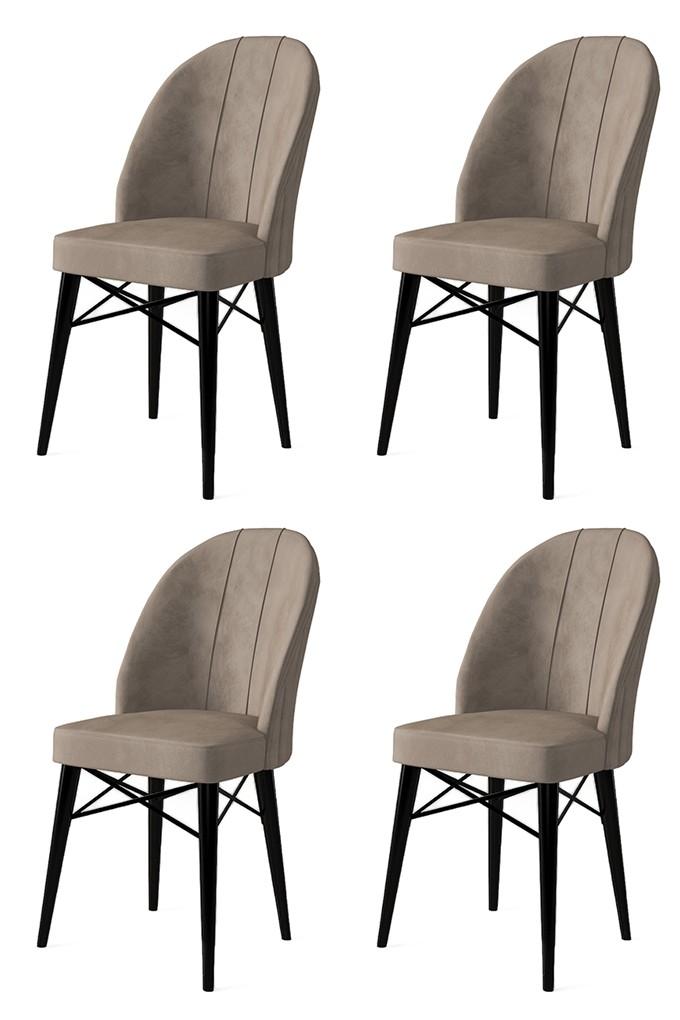 Hanah Home Set od 4 trpezarijske stolice Rhythm Cappuccino - crne