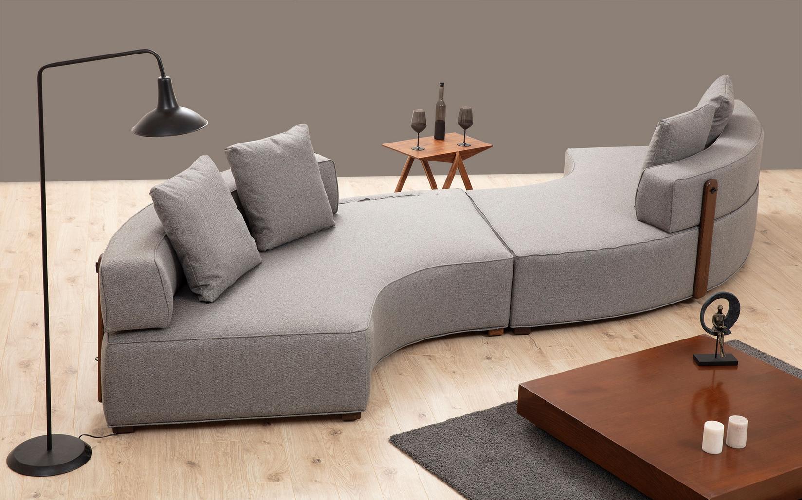 Atelier del Sofa Kutna garnitura Gondola 105x70x380cm Siva