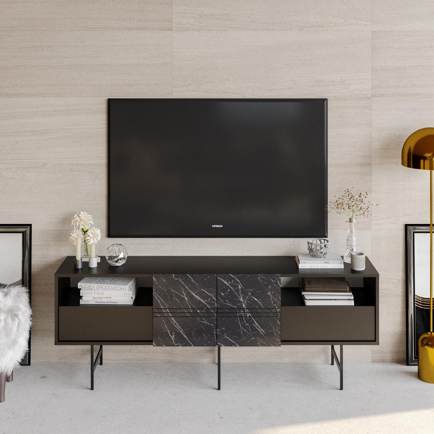 Hanah kućni TV komoda Derin Black-Marble